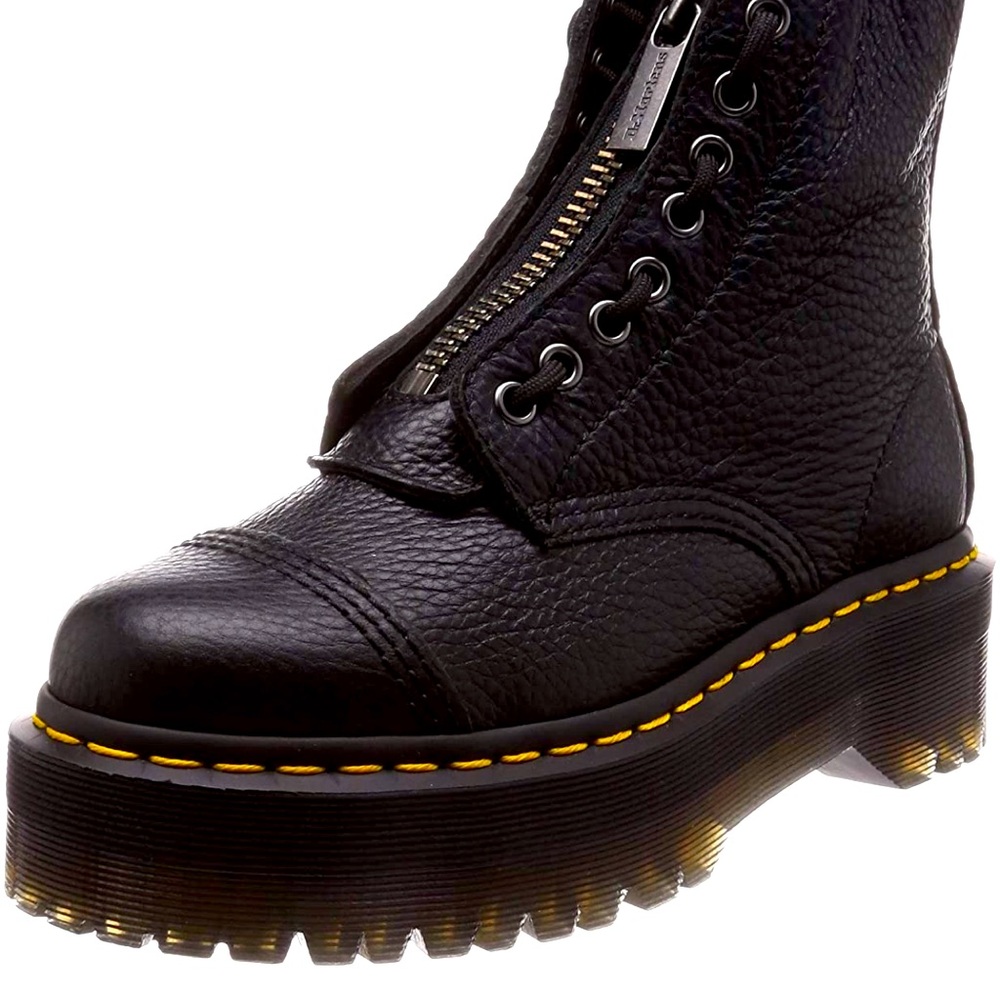 Dr. Martens Womens Sinclair 8 Eye Leather Platform Boot in Black Milled Napa